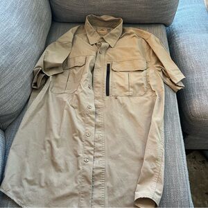 RIDGECUT Toughwear Button Down Beige Tan Shirt Men’s Medium